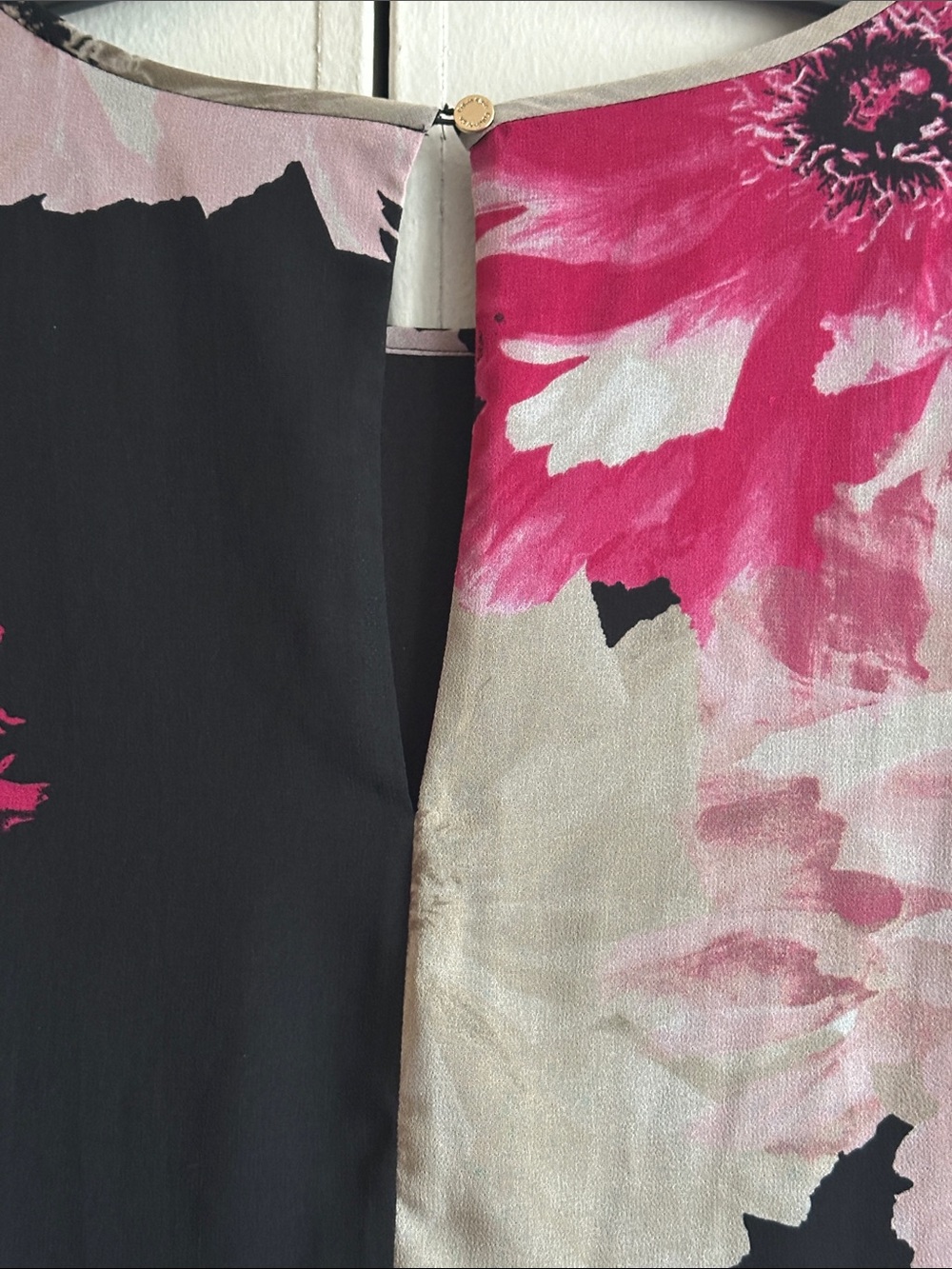 Calvin Klein Black Shift Dress with Fuchsia & Cream Floral Print - Picture 3 of 4